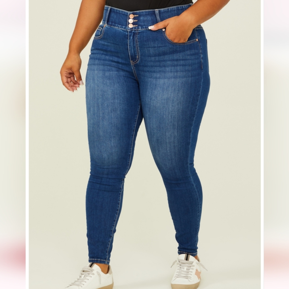 Arula Live In 3 Button Jeans Dark Faded Blue - Size 18